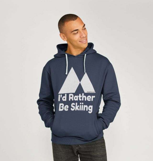 Men's I'd Rather Be Skiing Organic Pullover Hoodie