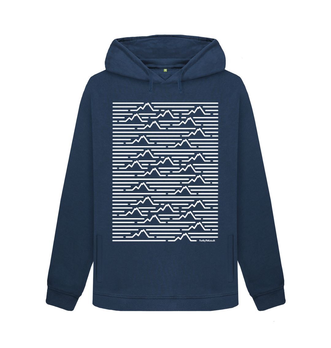 Navy Blue Women's Mountain Range Organic Pullover Hoodie - White