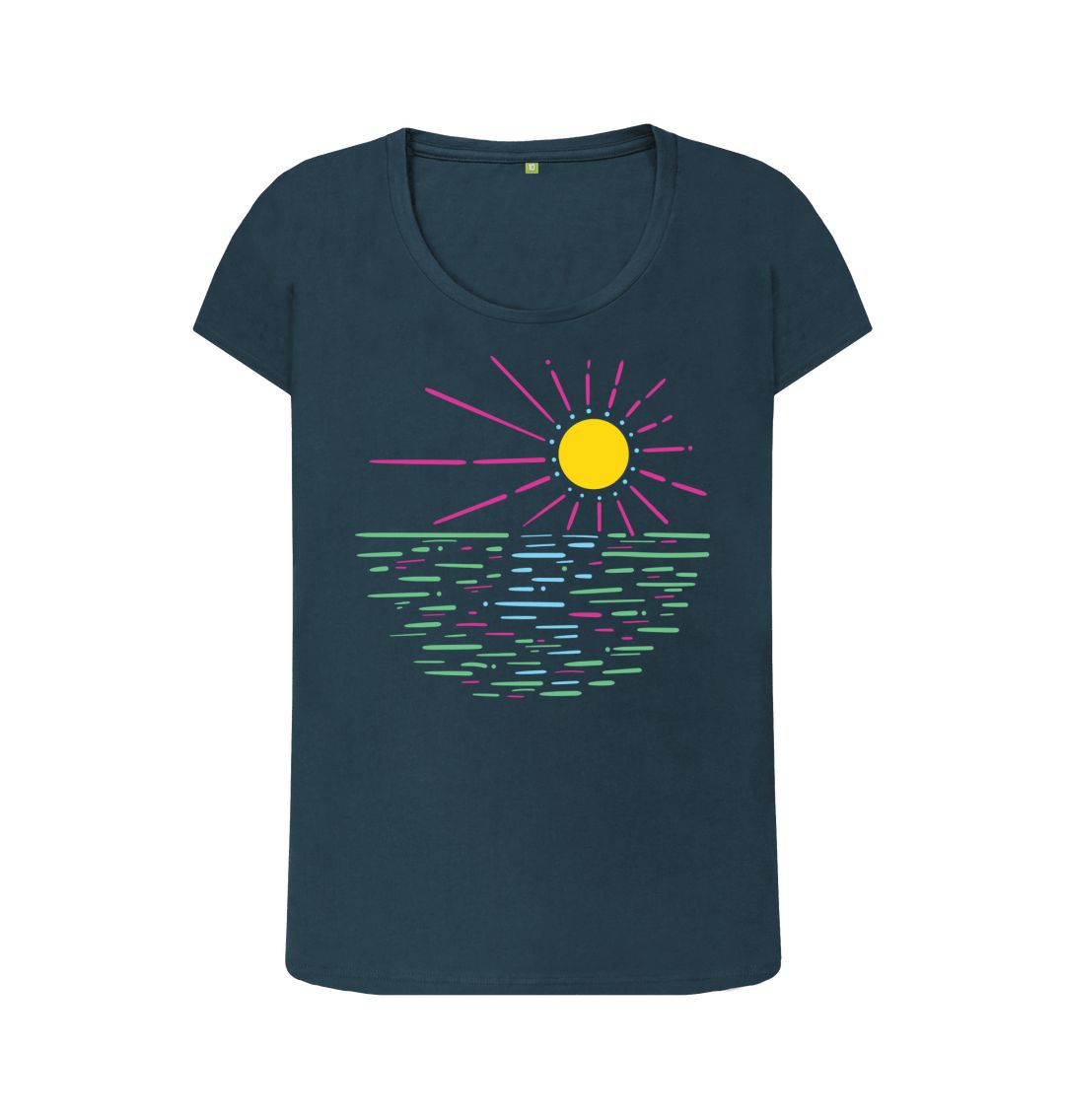 Denim Blue Women's Sunbeam Organic Scoop Neck Tee