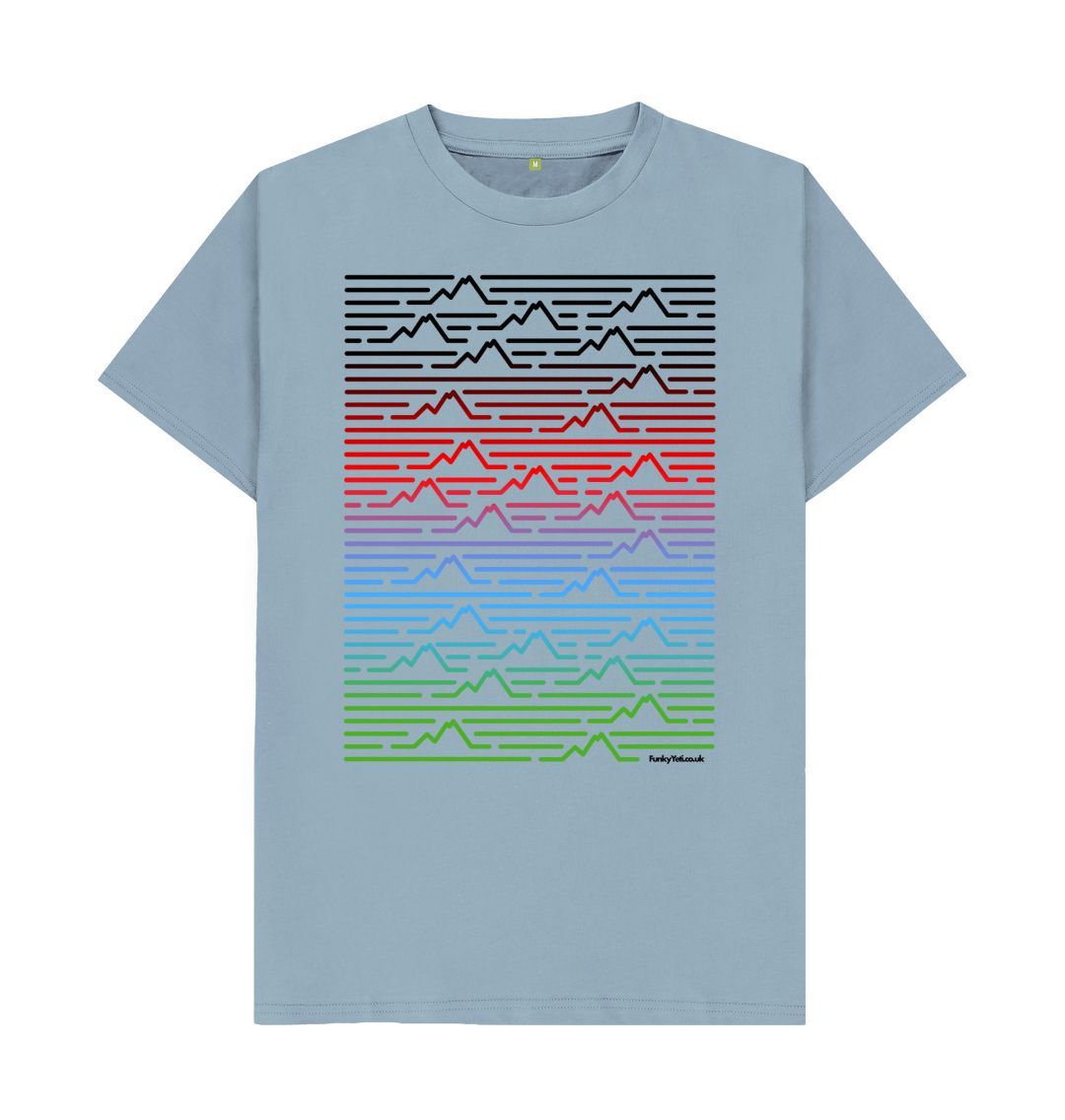 Stone Blue Men's Mountain Range Organic Tee - Piste Colours