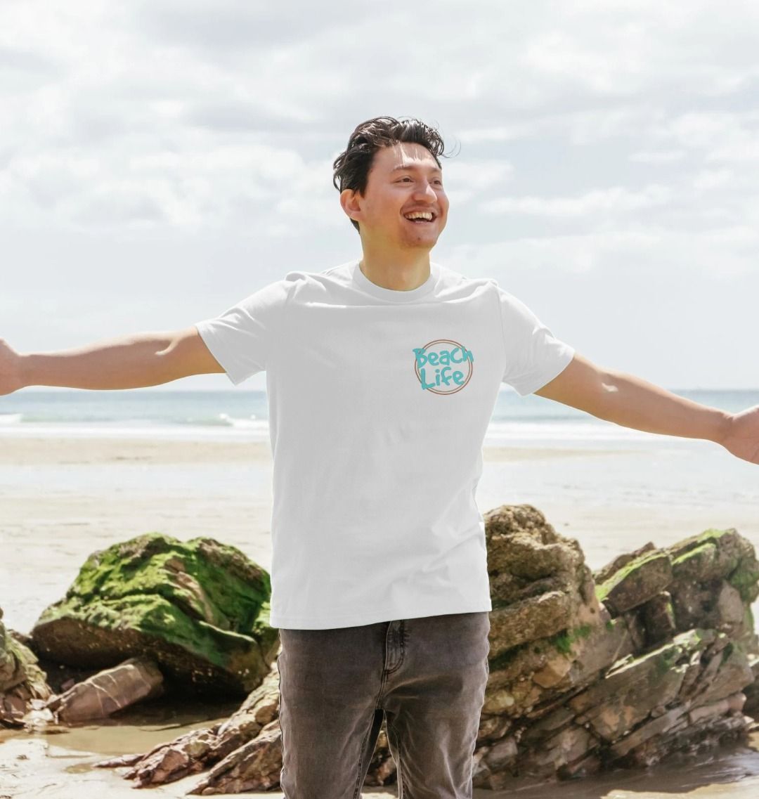 Men's White Beach Life Organic Cotton T-shirt