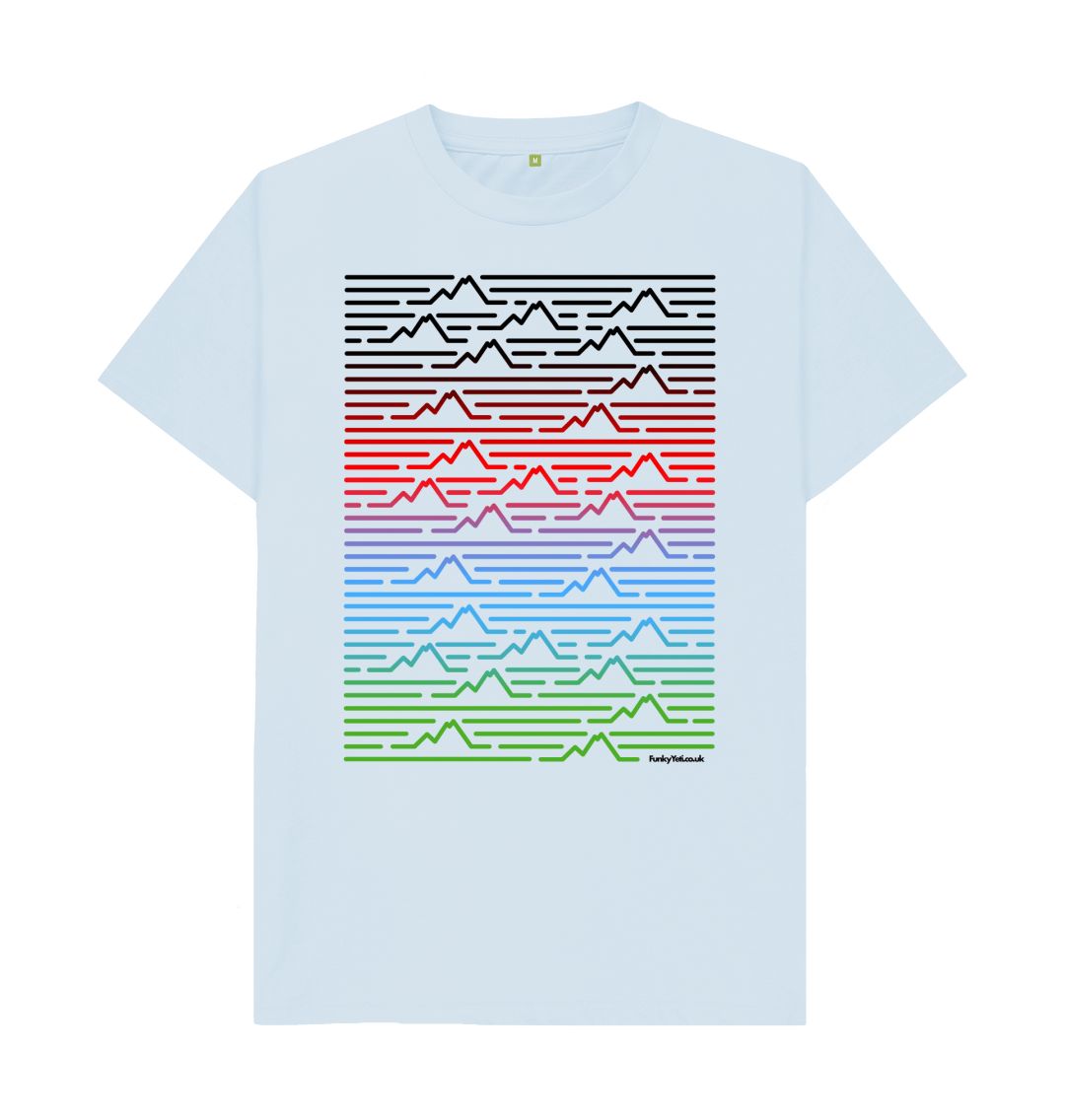 Sky Blue Men's Mountain Range Organic Tee - Piste Colours