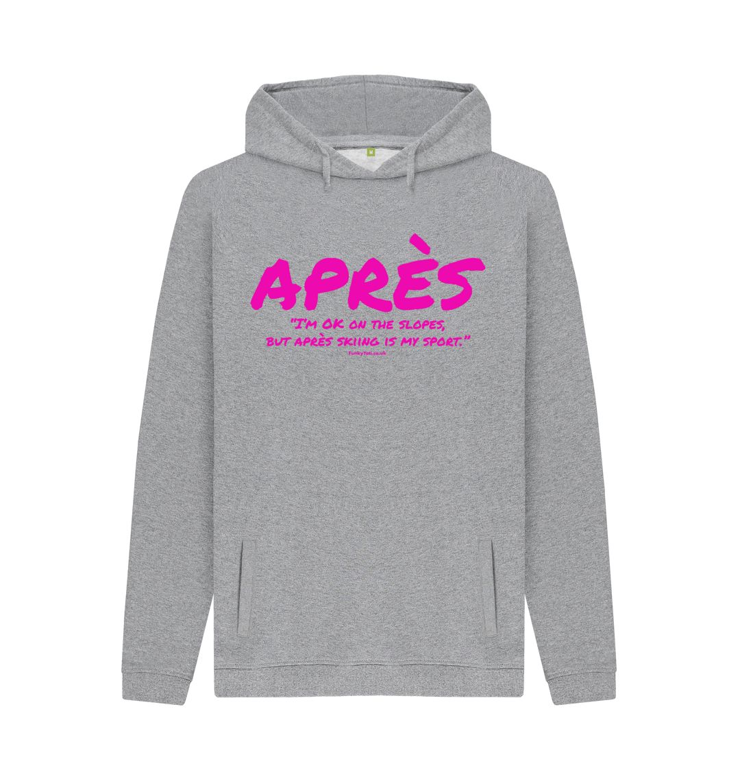 Light Heather Men's Apres Ski Organic Pullover Hoodie - Hot Pink