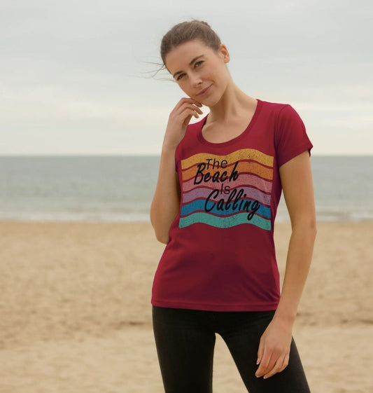 Women's The Beach Is Calling Organic Scoop Neck Tee