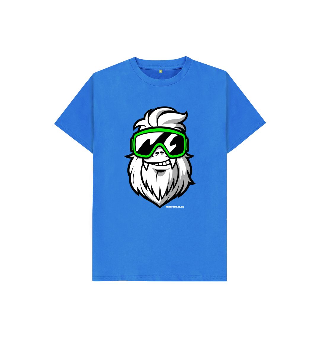 Kids Tee - Blue Organic Cotton T-shirt with Big Funky Yeti logo print