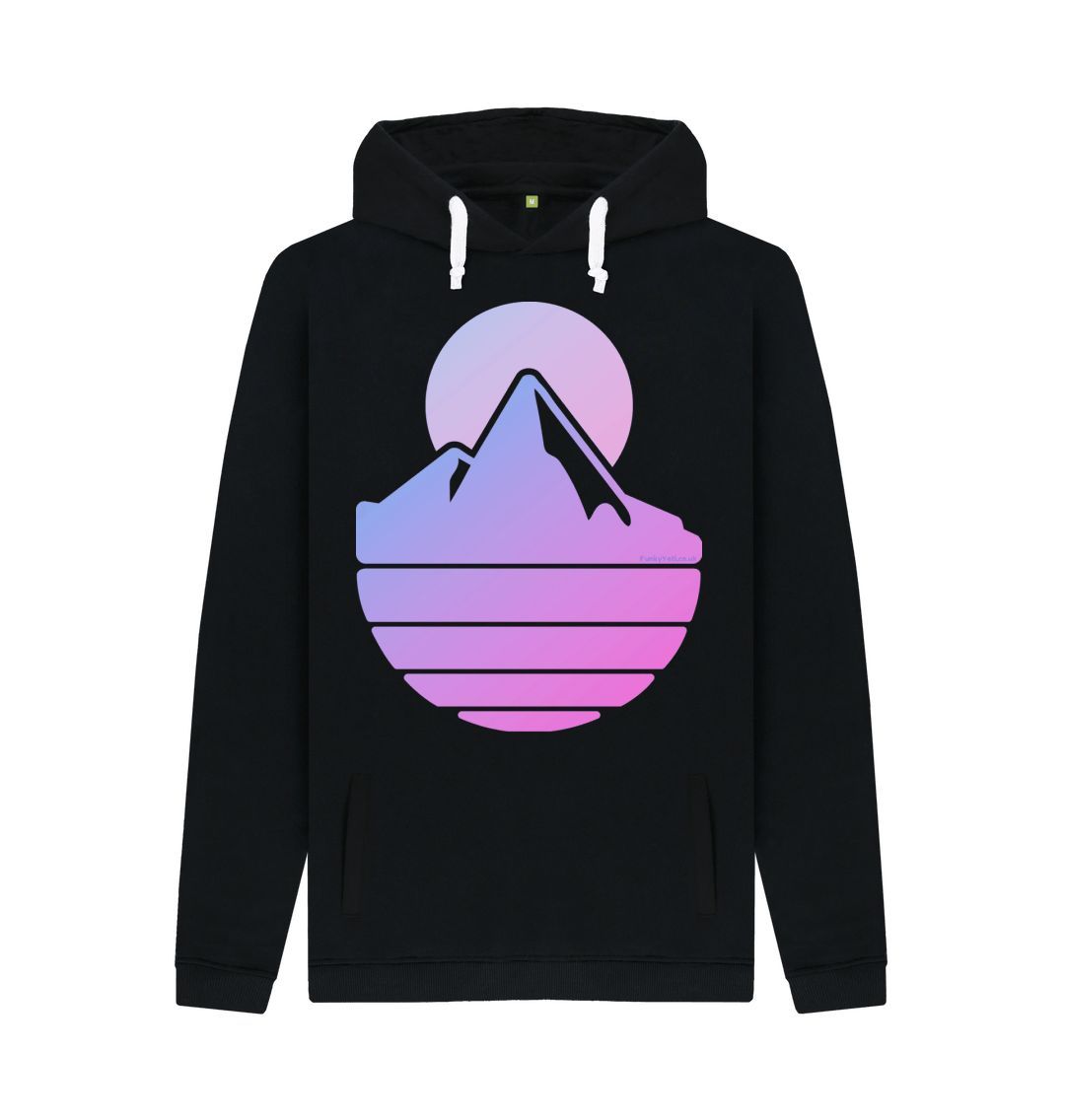 Black Men's Majestic Mountain Organic Pullover Hoodie