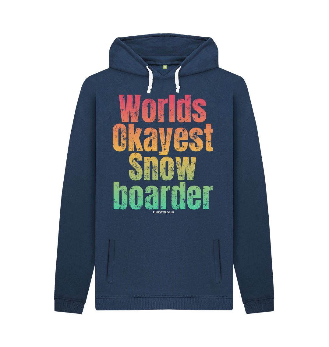 Navy Funky Yeti Men's Pullover Hoodie - Worlds Okayest Snowboarder
