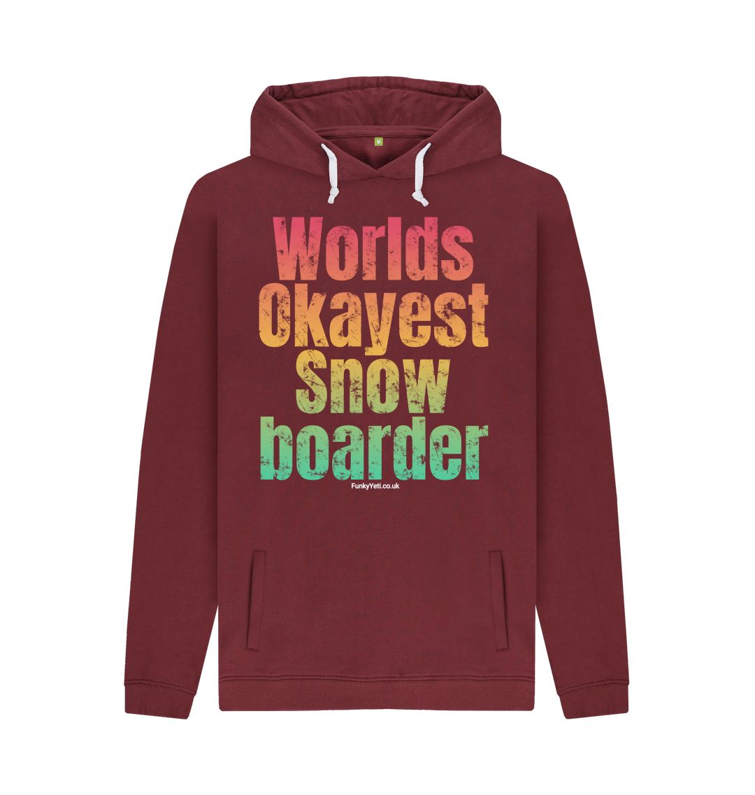 Red Wine Funky Yeti Men's Pullover Hoodie - Worlds Okayest Snowboarder