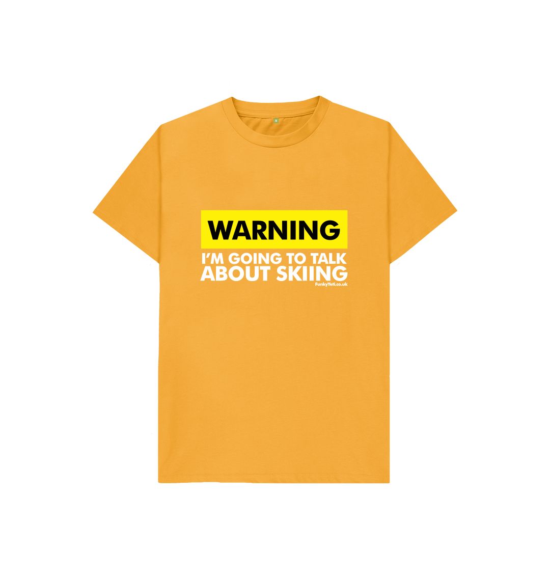 Mustard Funky Yeti Kids Tee - Warning, Skier!