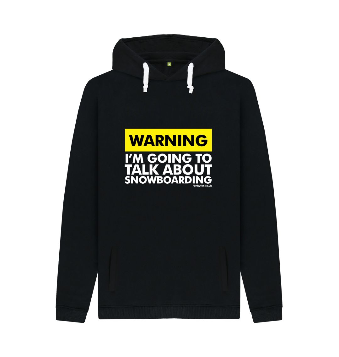 Black Funky Yeti Men's Pullover Hoodie - Warning, Snowboarder!