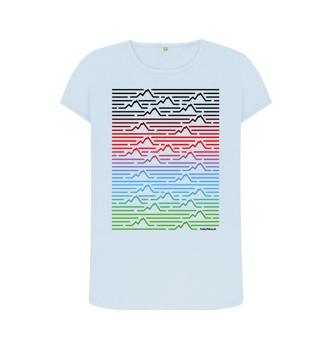 Sky Blue Women's Mountain Range Organic Tee - Piste Colours
