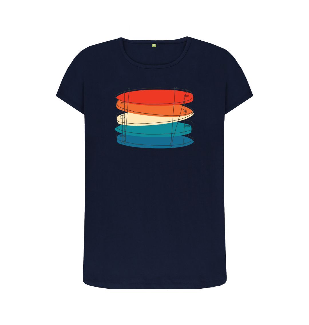 Navy Blue Women's Surf Quiver Organic Tee