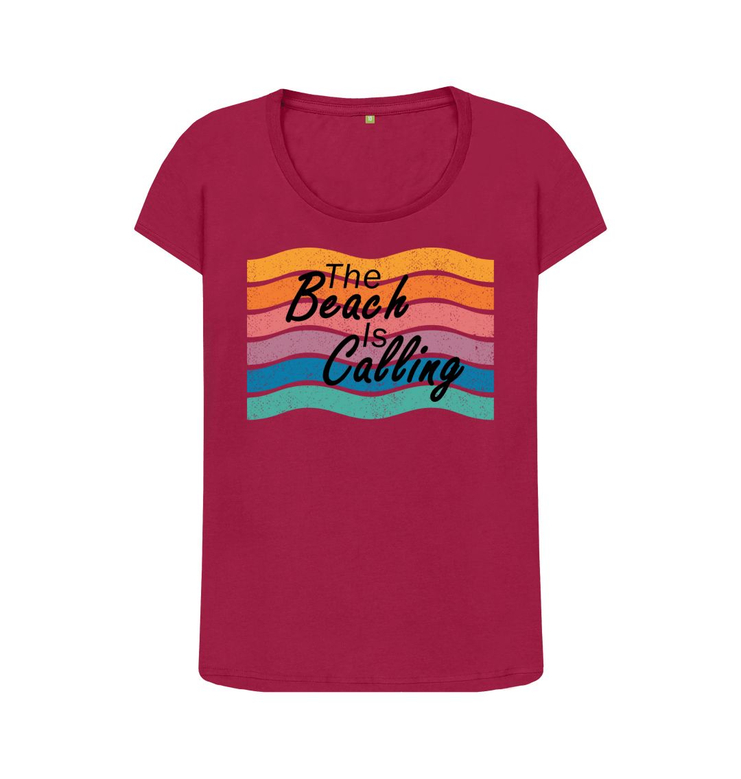 Cherry Women's The Beach Is Calling Organic Scoop Neck Tee