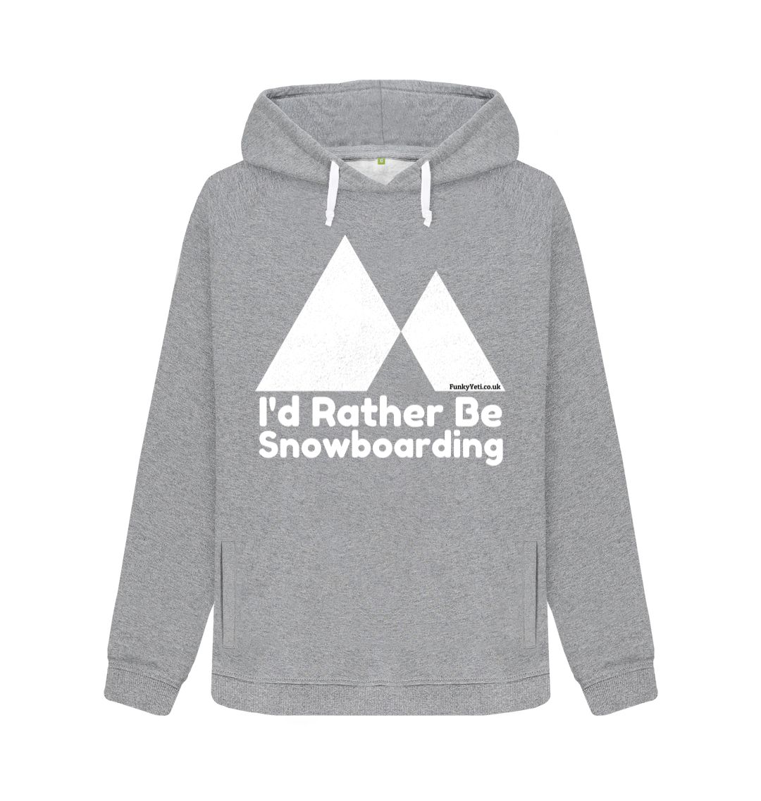 Light Heather Funky Yeti Women's Pullover Hoodie - I'd Rather Be Snowboarding