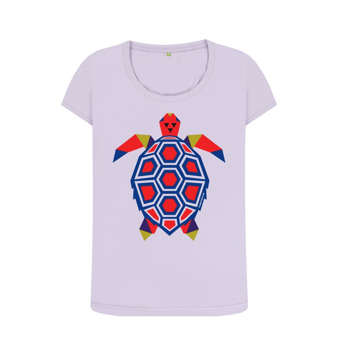 Violet Women's Polygon Turtle Organic Scoop Neck Tee