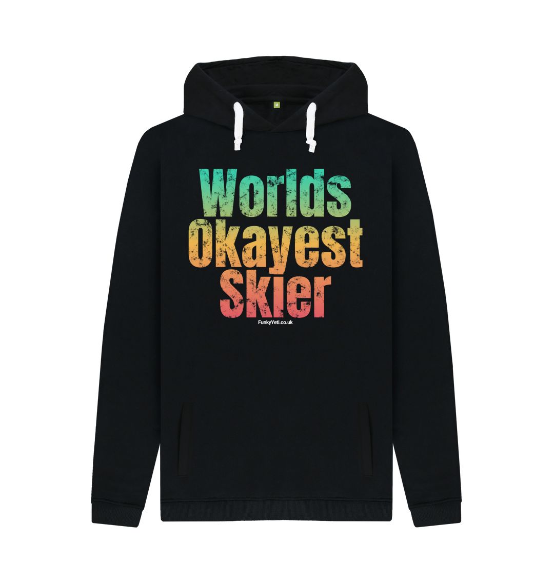 Black Funky Yeti Men's Pullover Hoodie - Worlds Okayest Skier