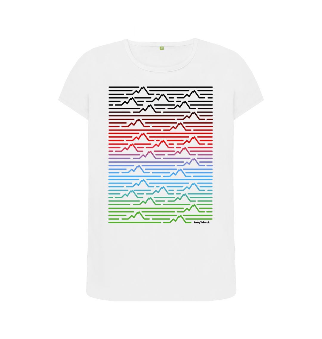 White Women's Mountain Range Organic Tee - Piste Colours