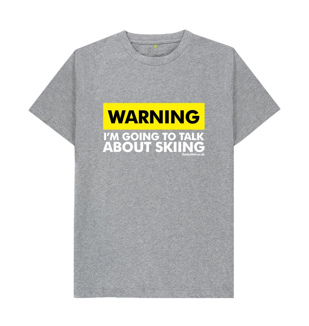 Athletic Grey Funky Yeti Men's Tee - Warning, Skier!