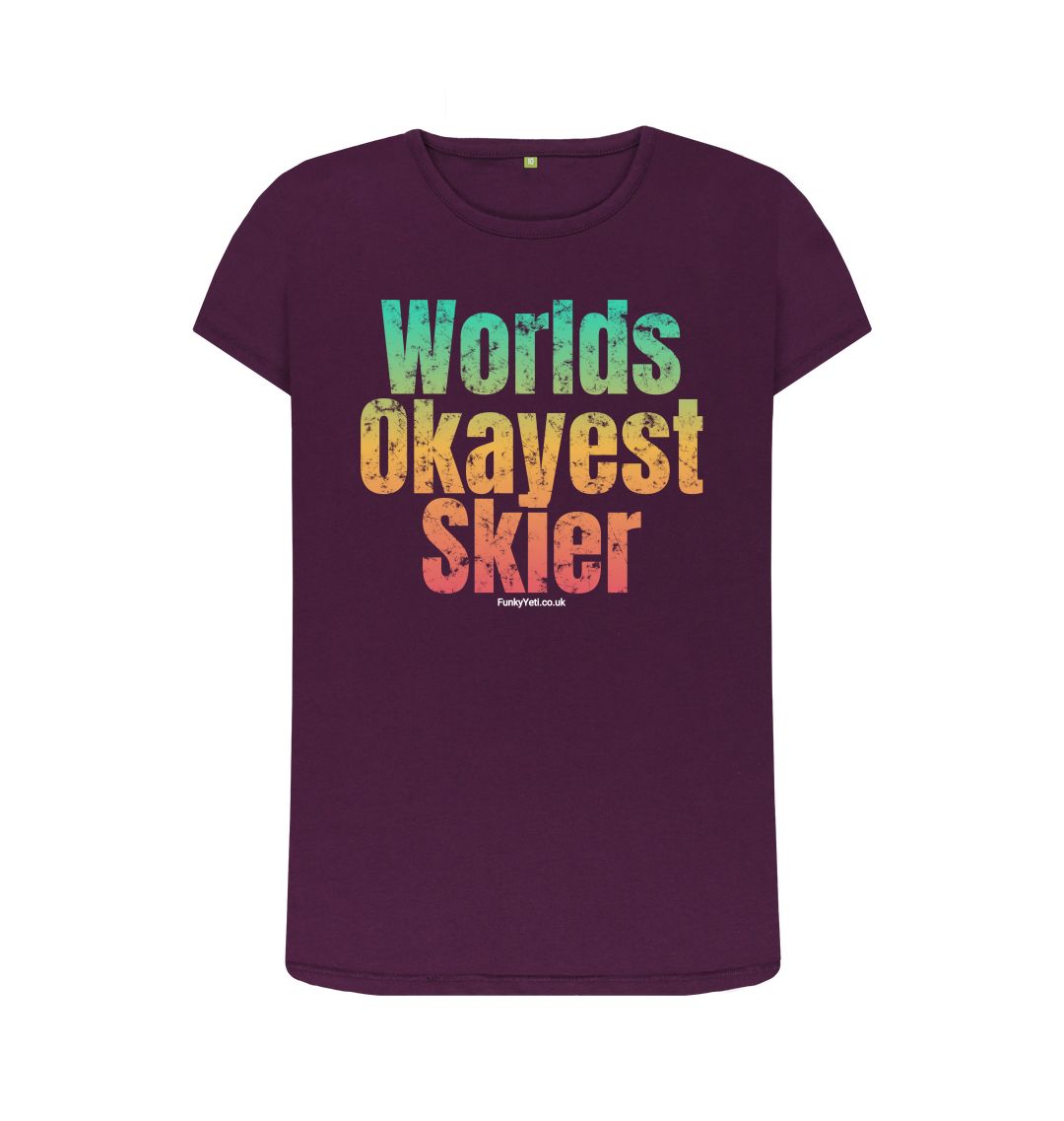 Purple Funky Yeti Women's Tee - Worlds Okayest Skier