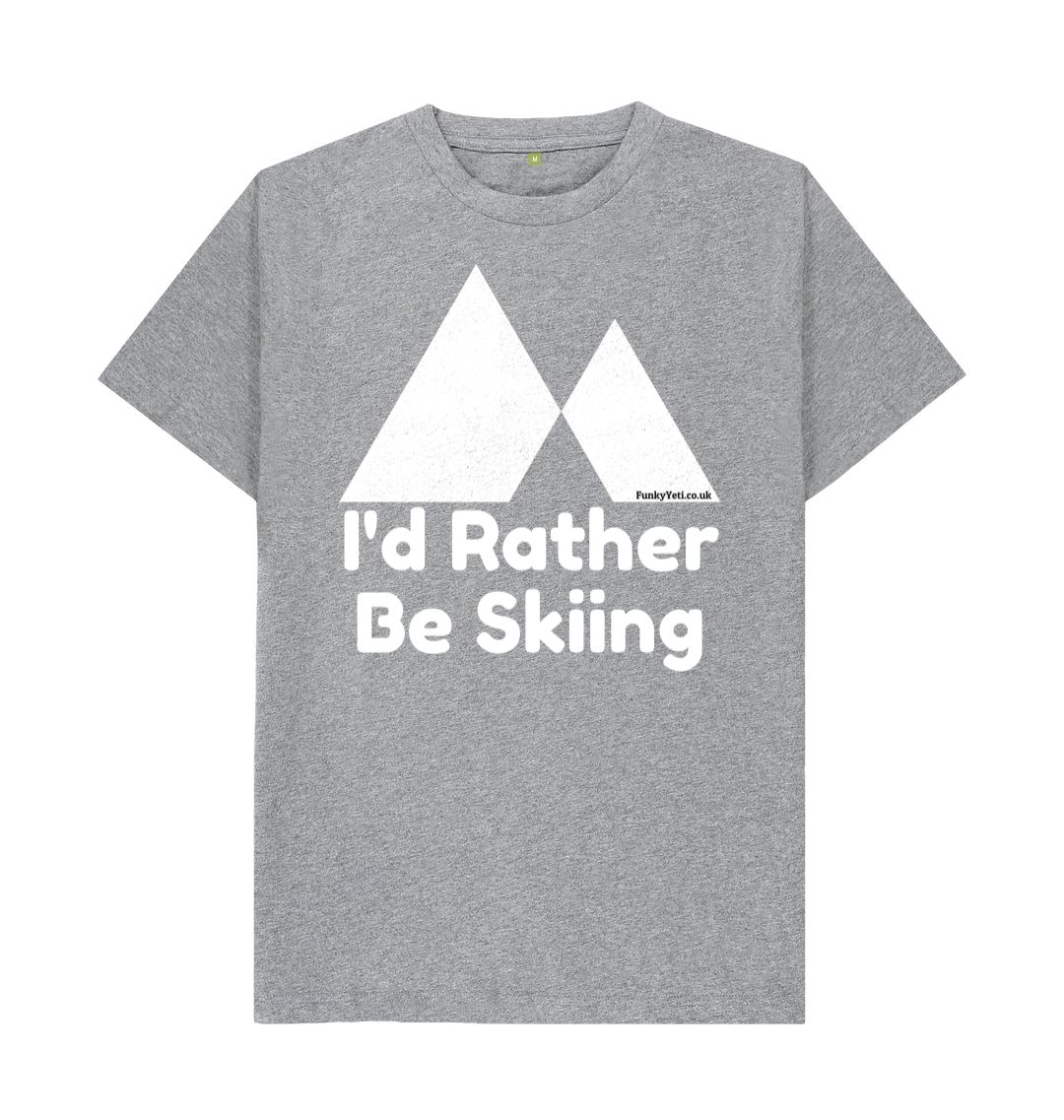 Athletic Grey Funky Yeti Men's Tee - I'd Rather Be Skiing