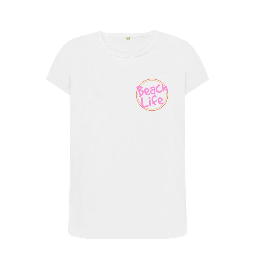 White Women's Beach Life Organic Tee