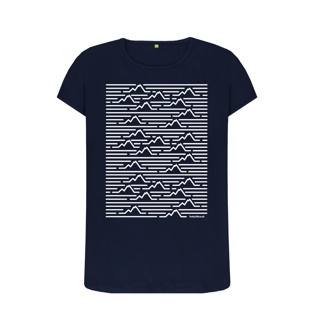 Navy Blue Women's Mountain Range Organic Tee - White