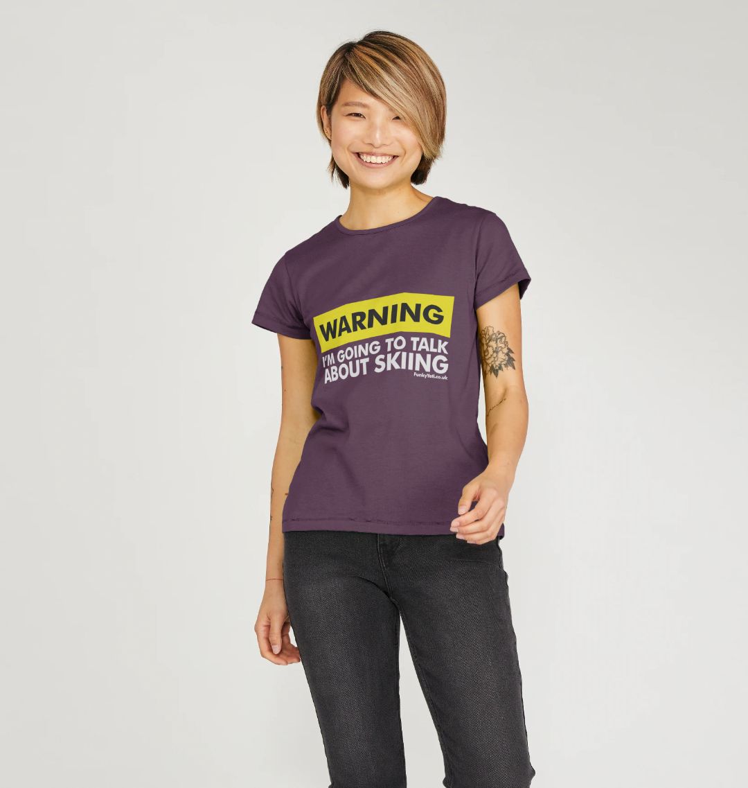 Women's Warning, Skier! Organic Tee