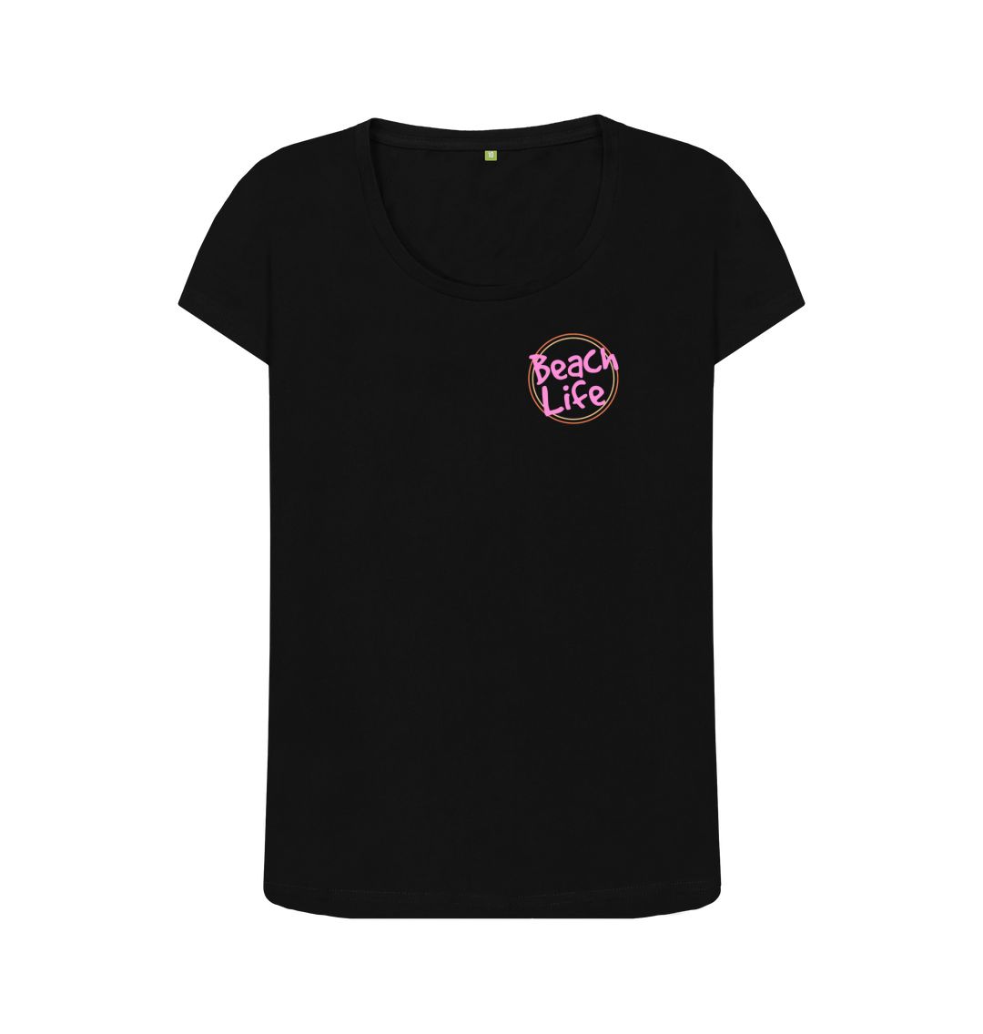 Black Women's Beach Life Organic Scoop Neck Tee