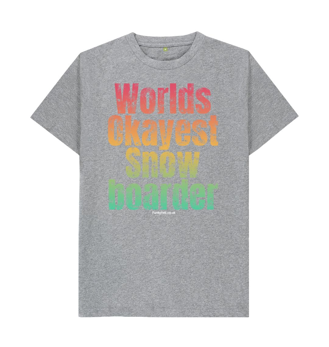 Athletic Grey Funky Yeti Men's Tee - Worlds Okayest Snowboarder