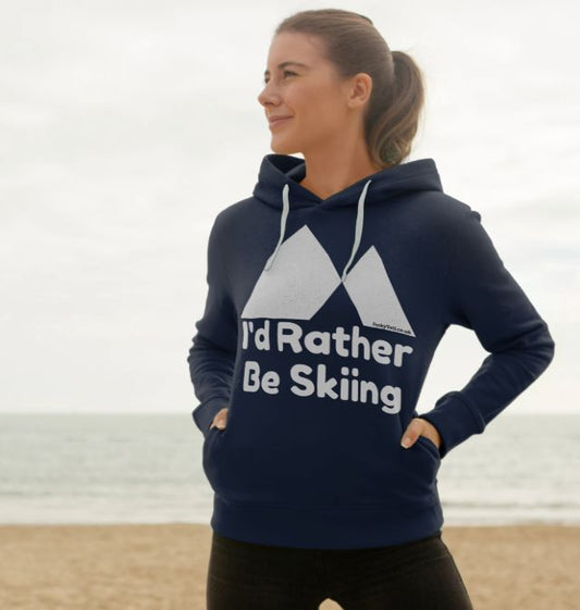 Women's I'd Rather Be Skiing Organic Pullover Hoodie