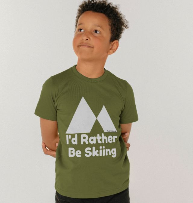 Funky Yeti Kids Tee - I'd Rather Be Skiing