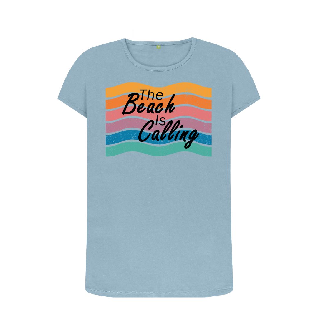 Stone Blue Women's The Beach Is Calling Organic Tee