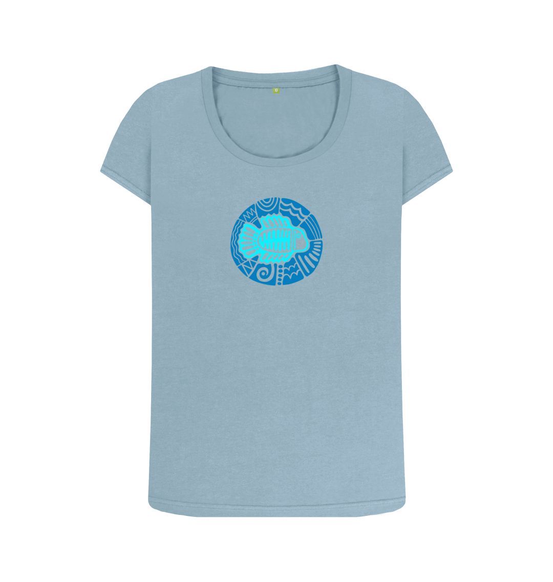 Stone Blue Women's Bluefish Organic Scoop Neck Tee