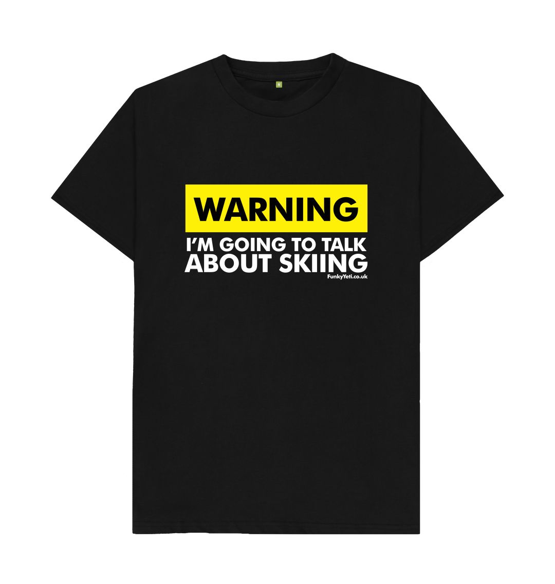 Black Funky Yeti Men's Tee - Warning, Skier!