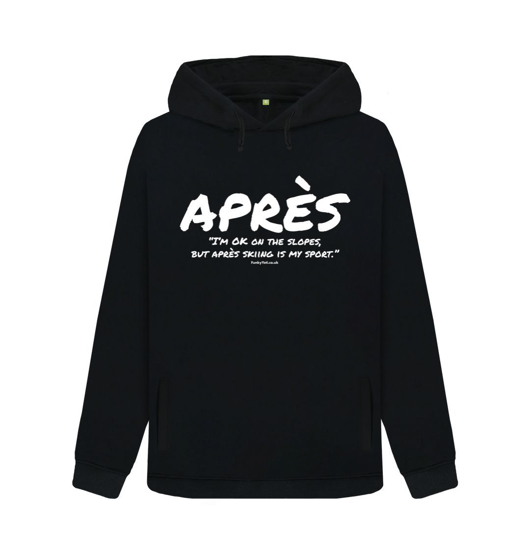 Black Women's Apres Ski Organic Pullover Hoodie - White