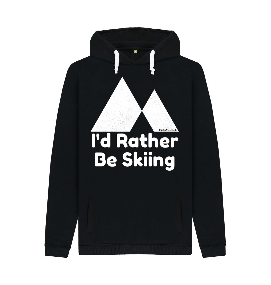 Black Funky Yeti Men's Pullover Hoodie - I'd Rather Be Skiing