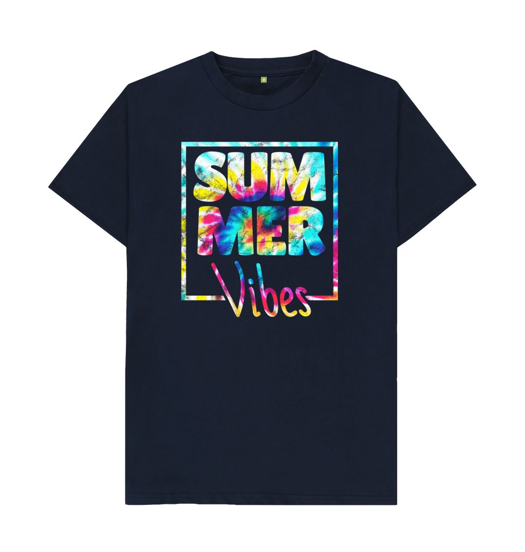 Navy Blue Men's Summer Vibes Organic Tee