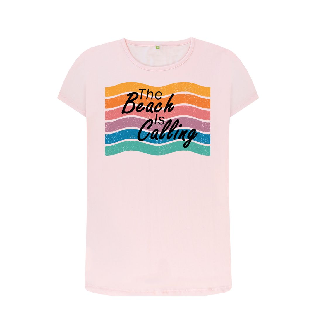 Pink Women's The Beach Is Calling Organic Tee