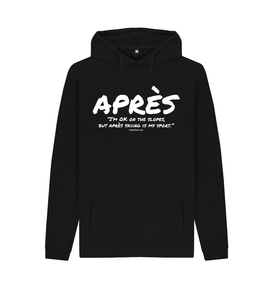 Black Men's Apres Ski Organic Pullover Hoodie - White