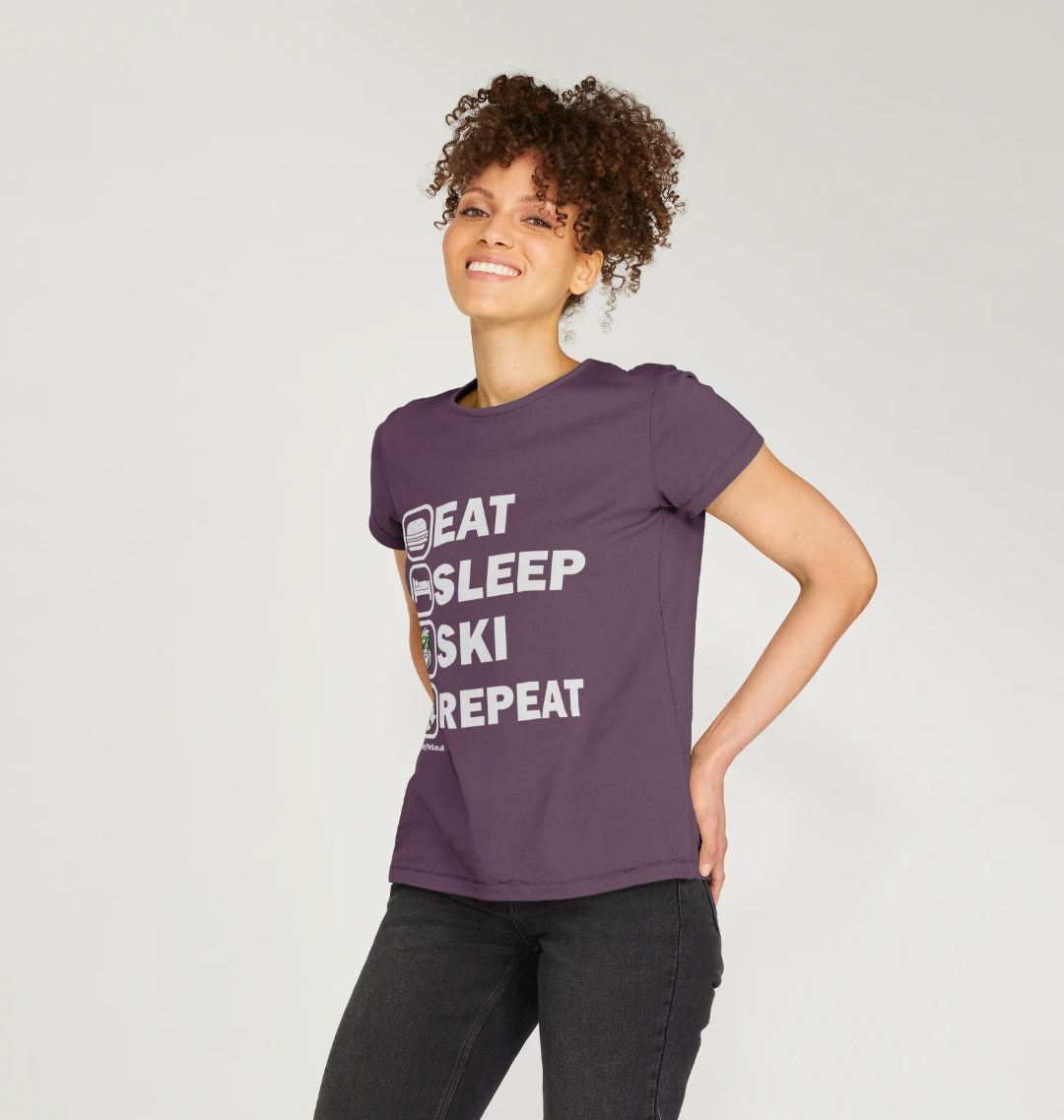 Women's Eat Sleep Ski Repeat Organic Tee