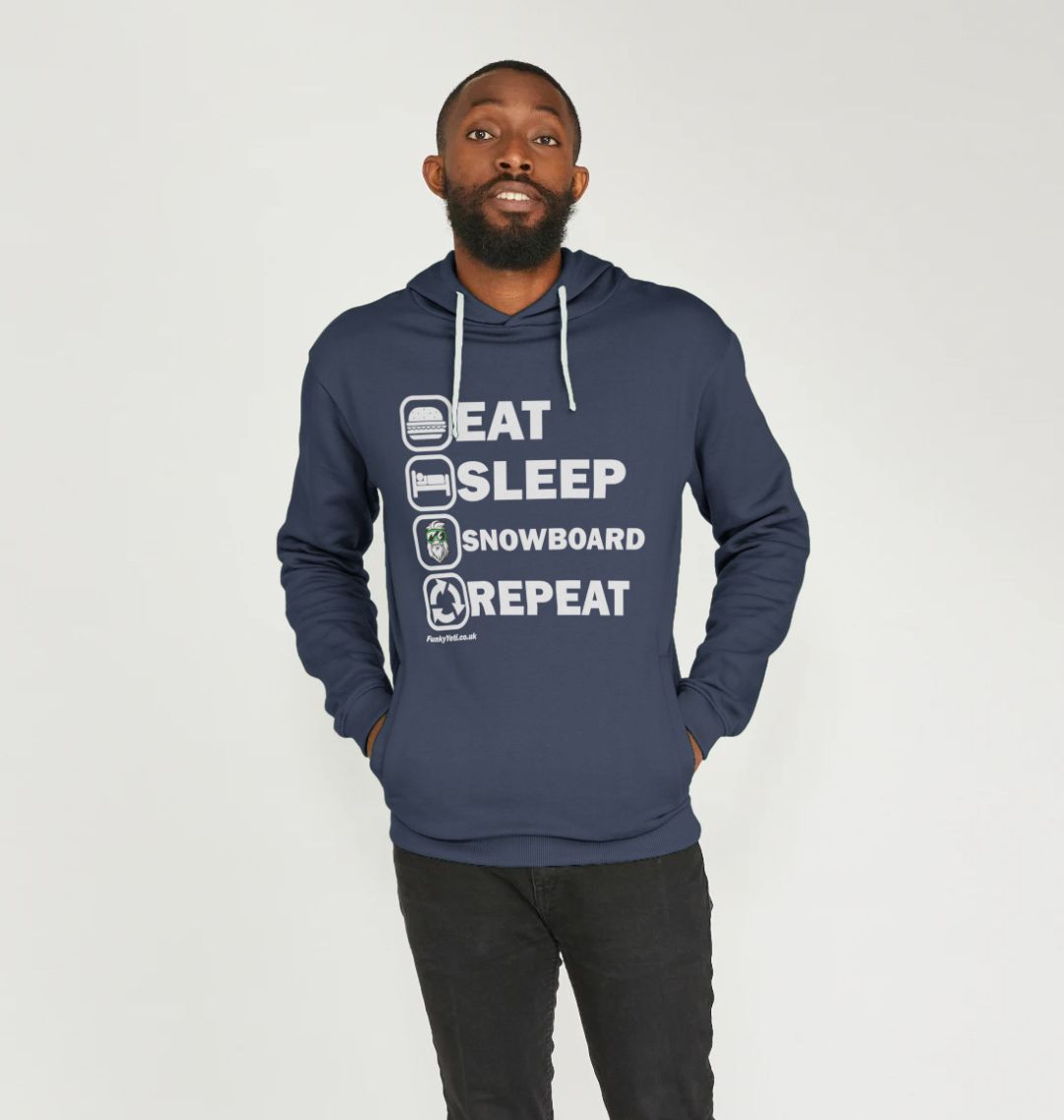 Men's Eat Sleep Snowboard Repeat Organic Pullover Hoodie