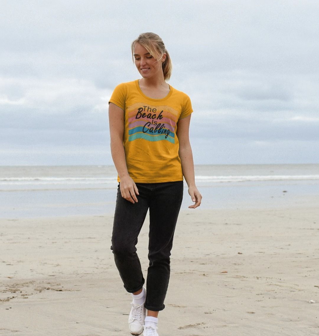 Women's The Beach Is Calling Organic Scoop Neck Tee