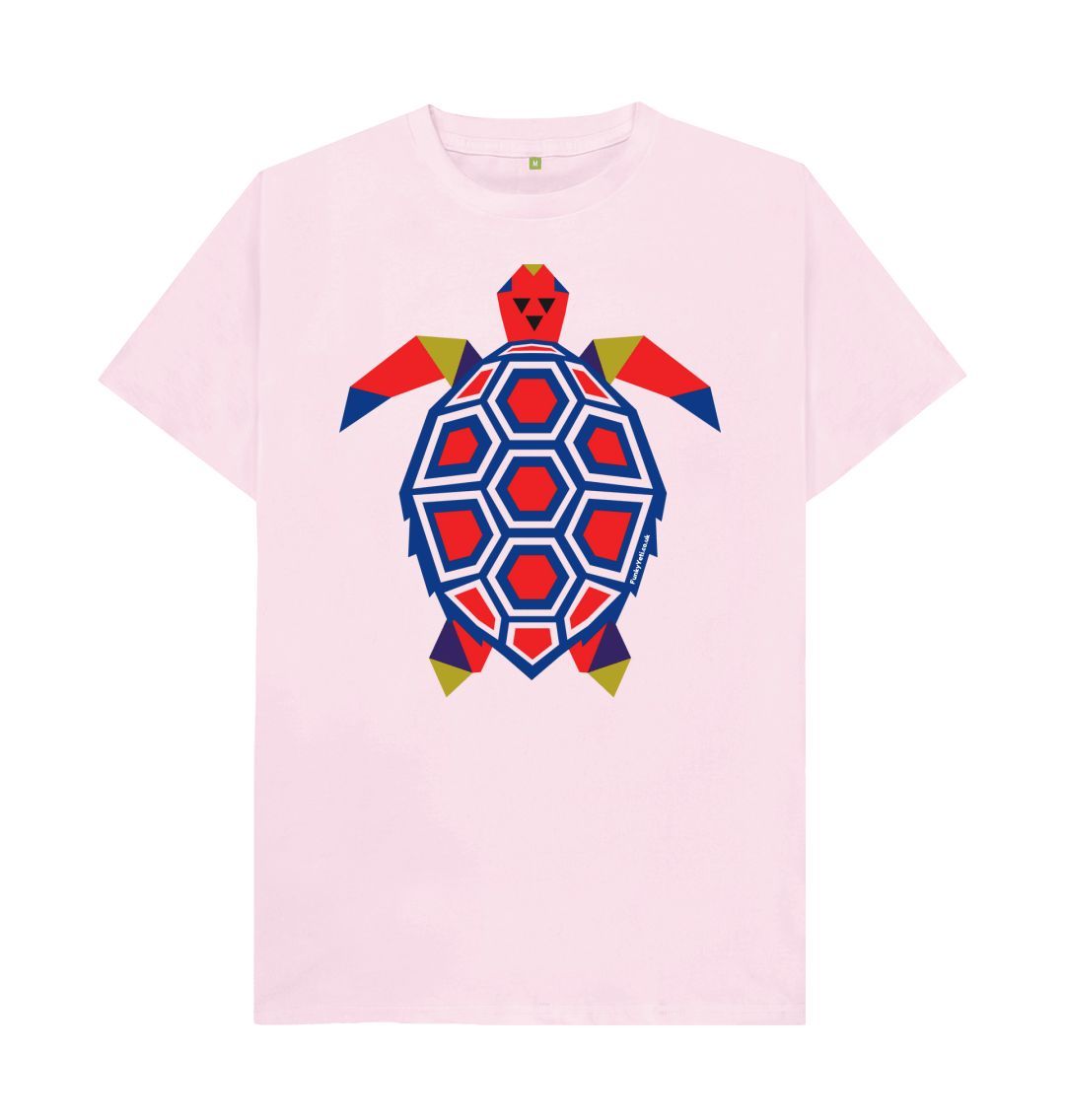 Pink Men's Polygon Turtle Organic Tee