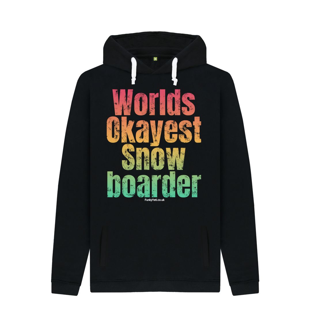 Black Funky Yeti Men's Pullover Hoodie - Worlds Okayest Snowboarder