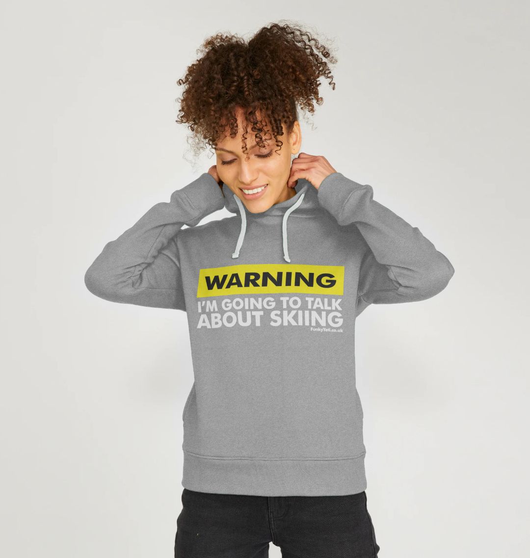 Women's Warning, Skier! Organic Pullover Hoodie