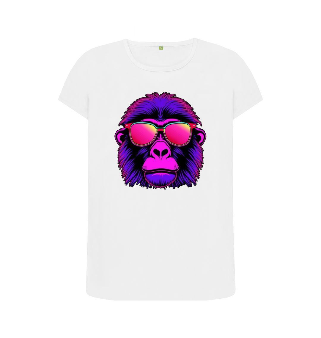 White Women's Monkey Business Organic Tee