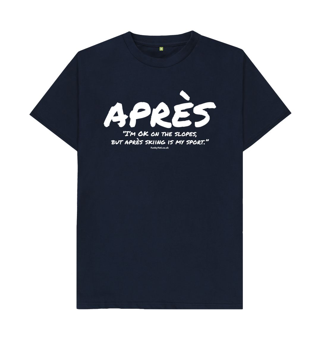 Navy Blue Men's Apres Ski Organic Tee - White