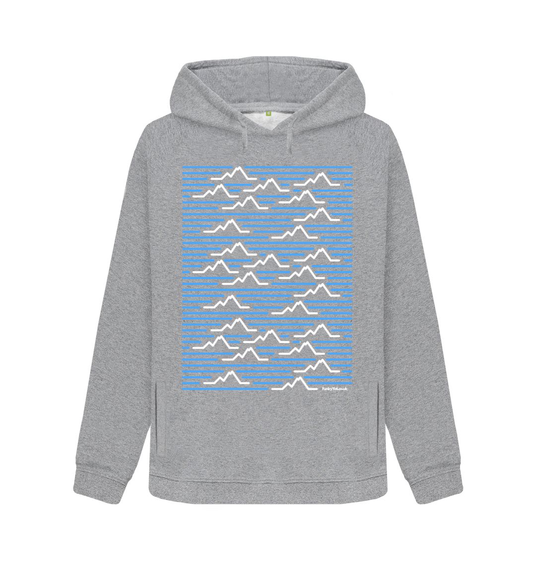 Light Heather Women's Mountain Range Organic Pullover Hoodie - Sky Blue