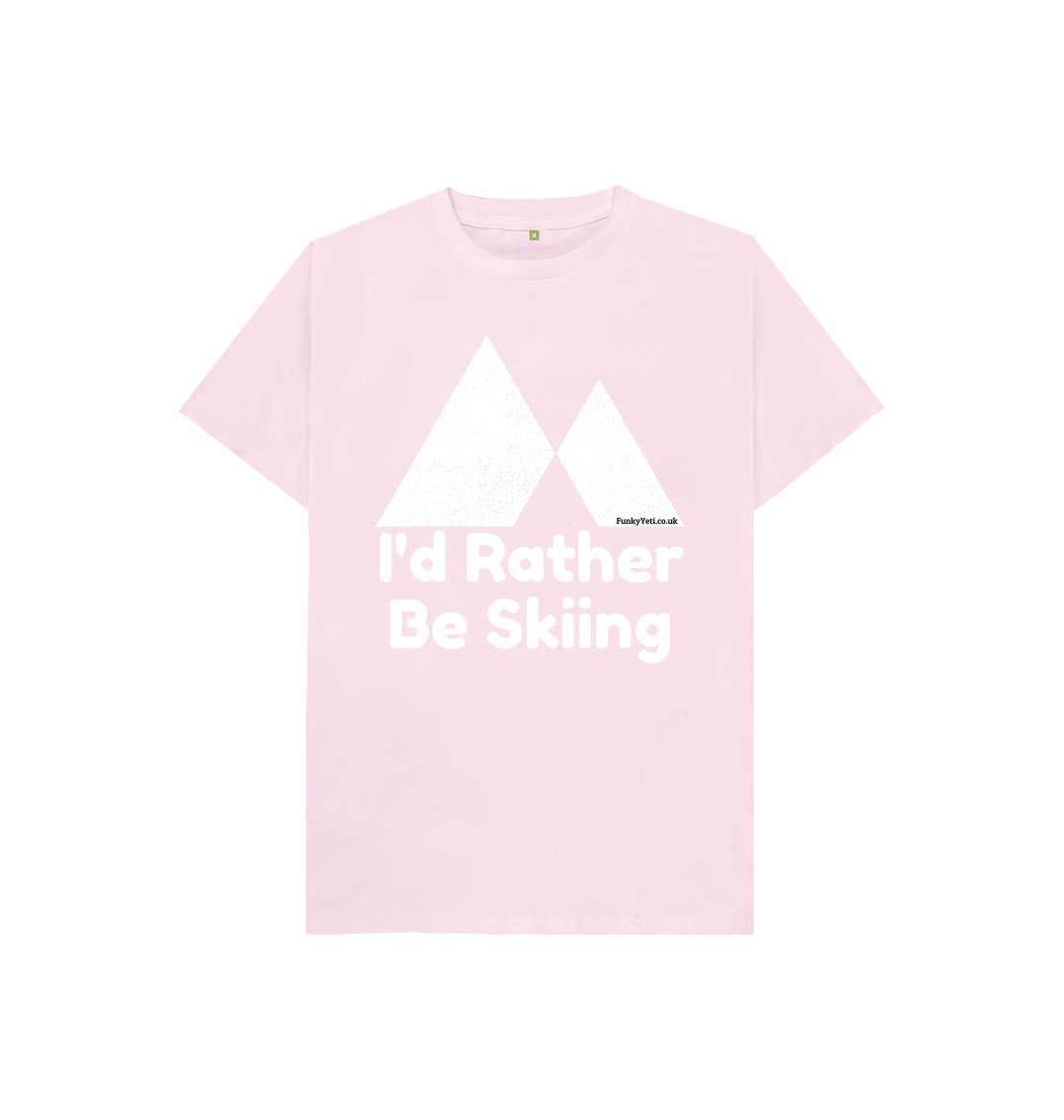 Pink Funky Yeti Kids Tee - I'd Rather Be Skiing