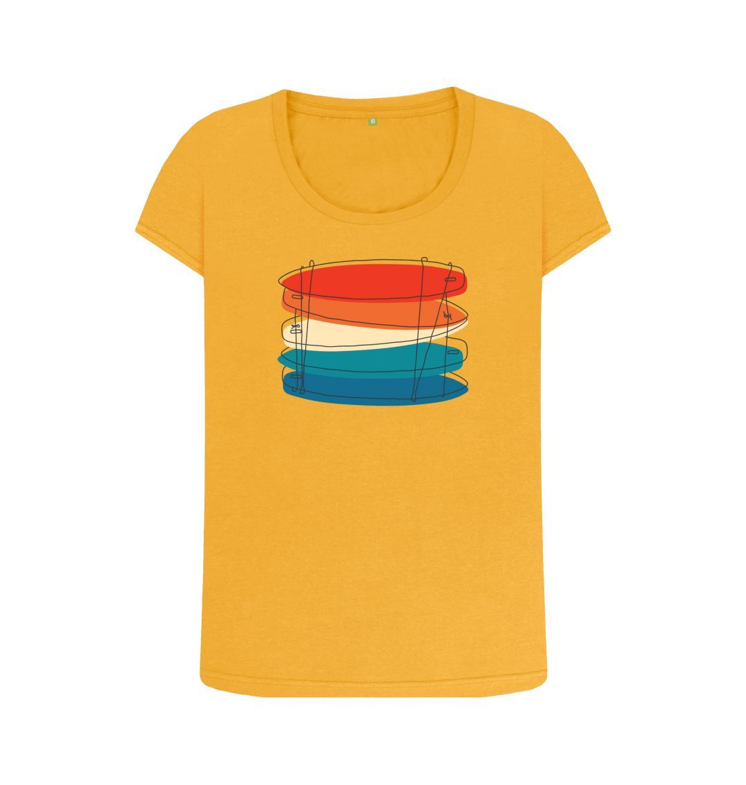 Mustard Women's Surf Quiver Organic Scoop Neck Tee